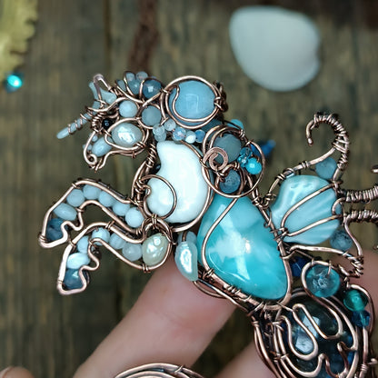 Kelpie, the spirit of the sea. Mermicorn necklace