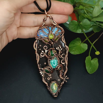 Frog and water lily necklace