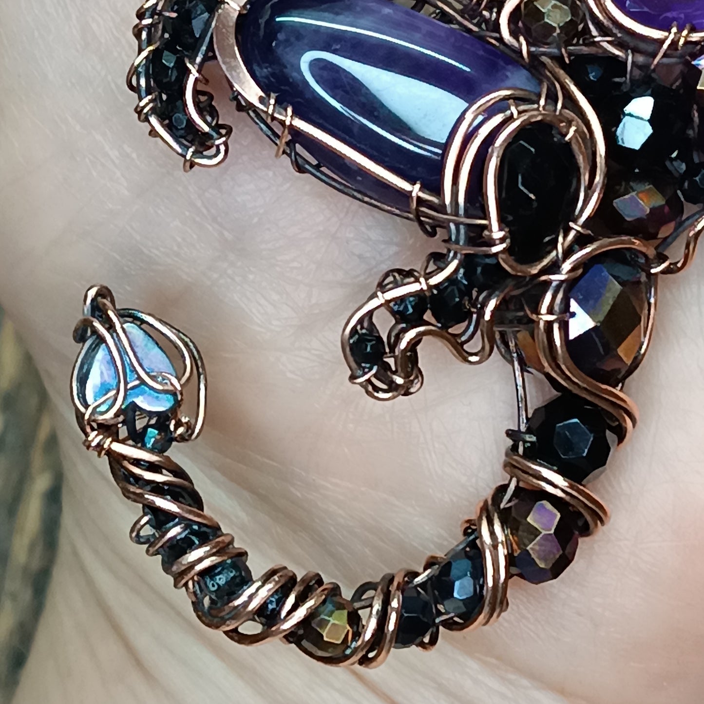 Purple night keeper. Dragon necklace.