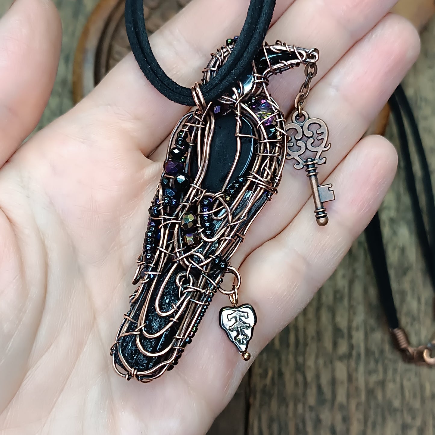 Secret keeper. Raven necklace.