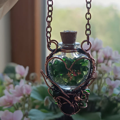 Green pixie dust. vial necklace