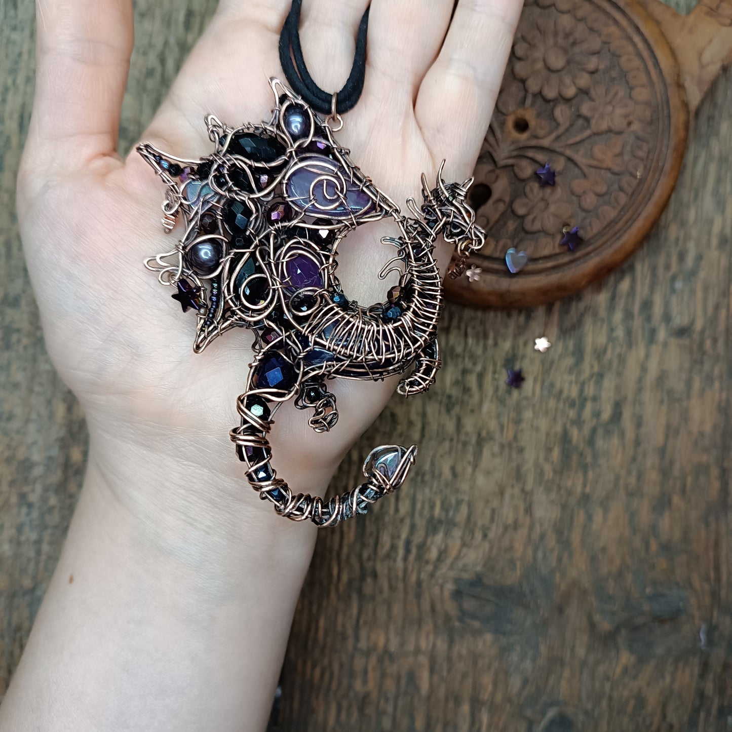 Purple night keeper. Dragon necklace.