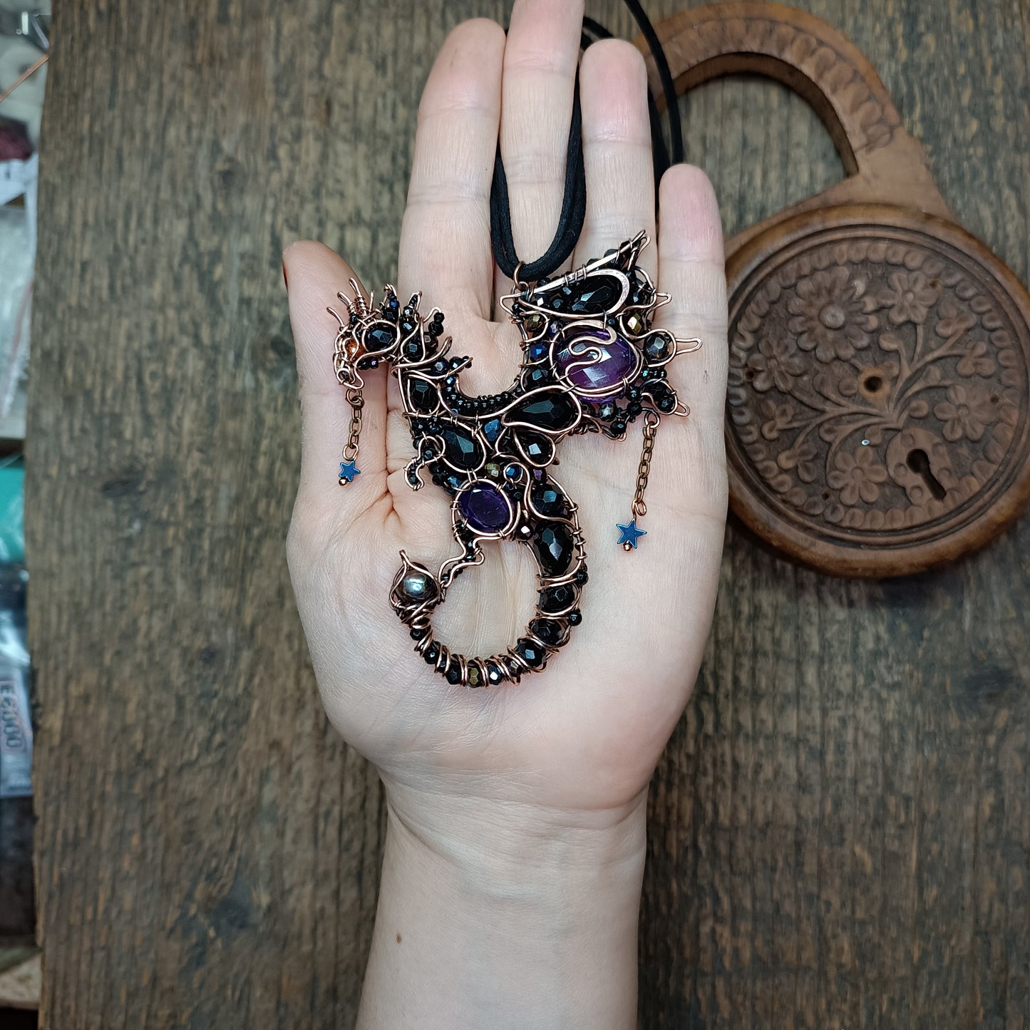 Amethyst midnight dragon necklace