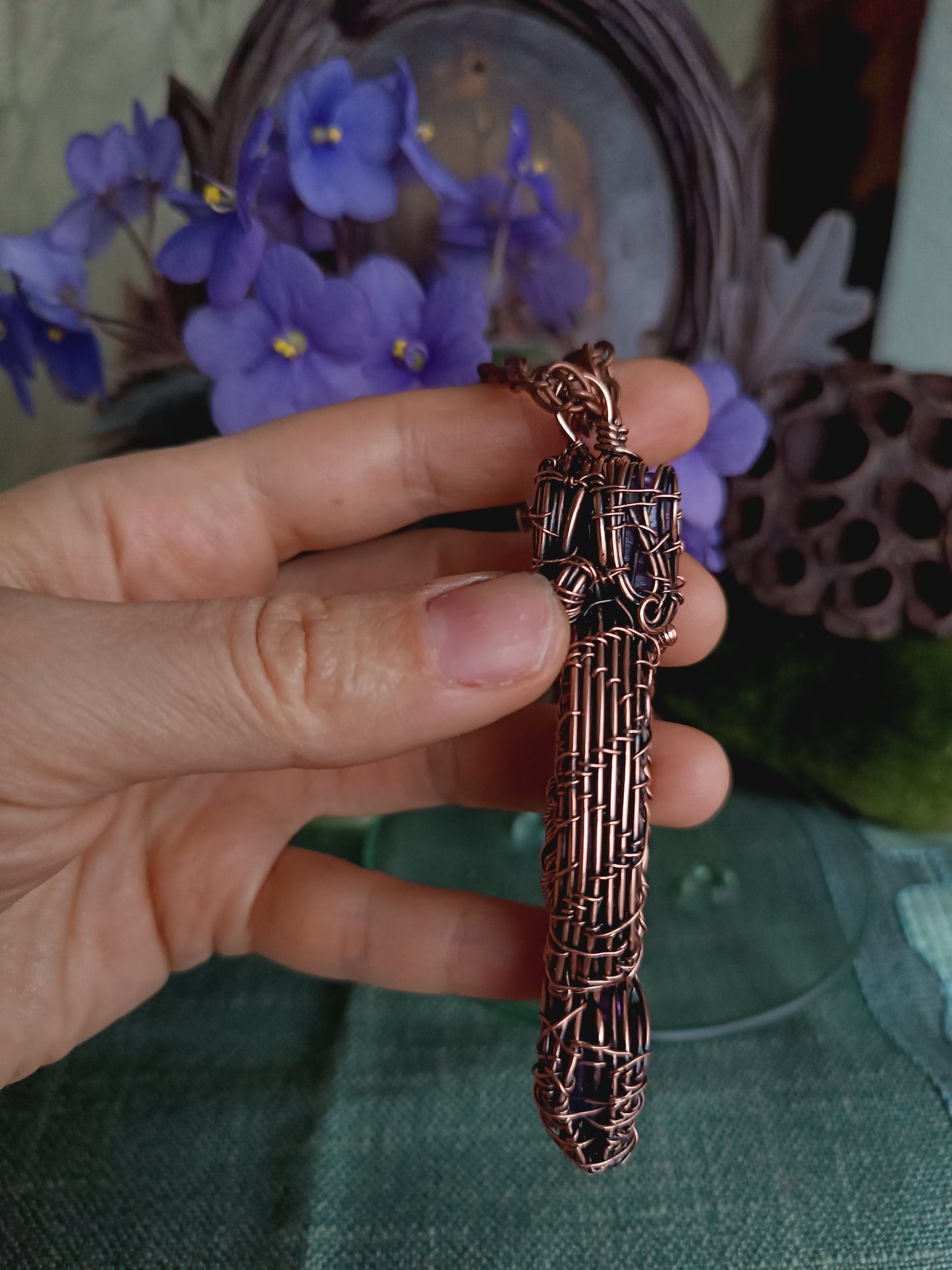 Magical reversible wire wrapped copper tree of life necklace.