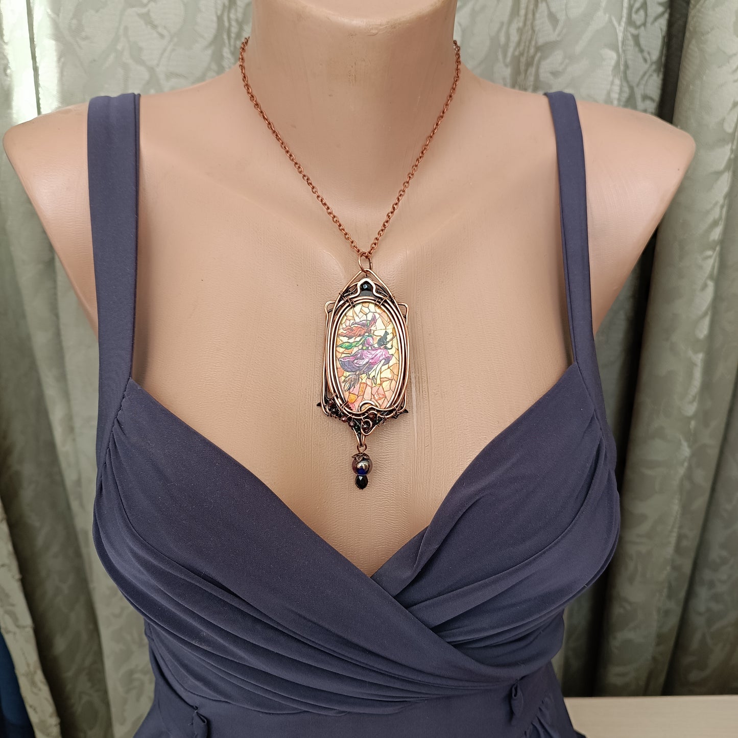 Witchcraft amulet. Hand painted miniature on copper.