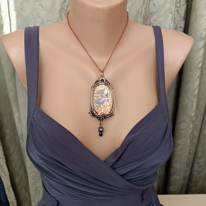 Witchcraft amulet. Hand painted miniature on copper.