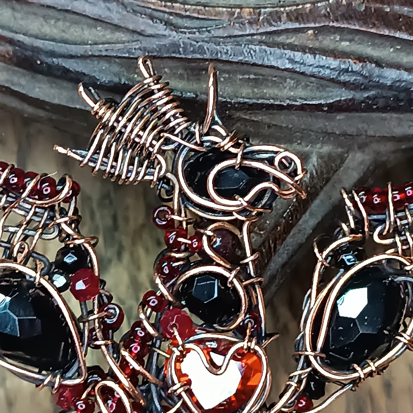 Red heart dragon pendant