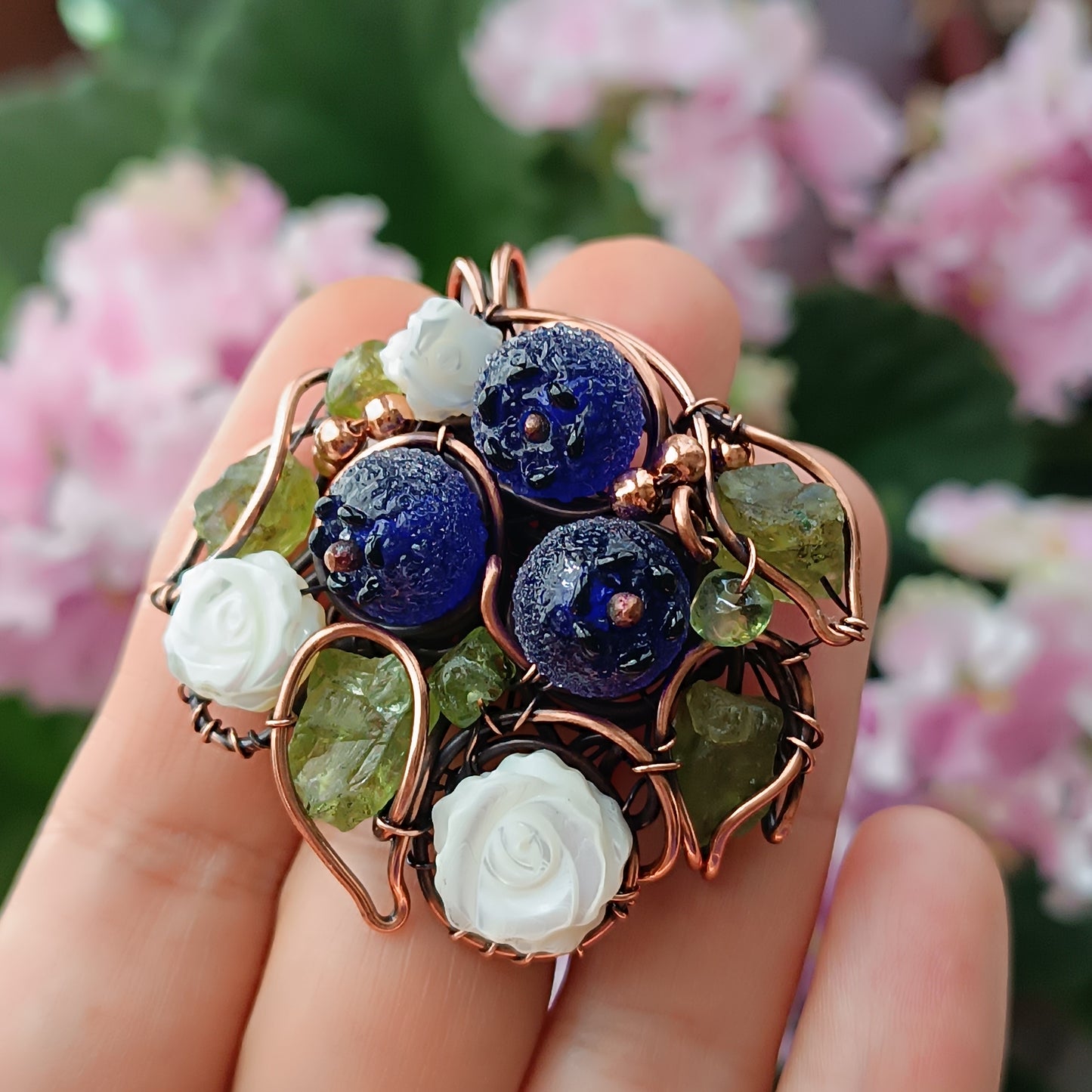 Beaded blueberry necklace