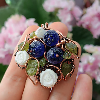 Beaded blueberry necklace