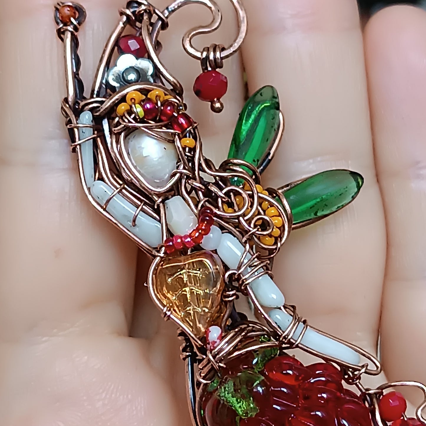 Sweet raspberry fairy pendant