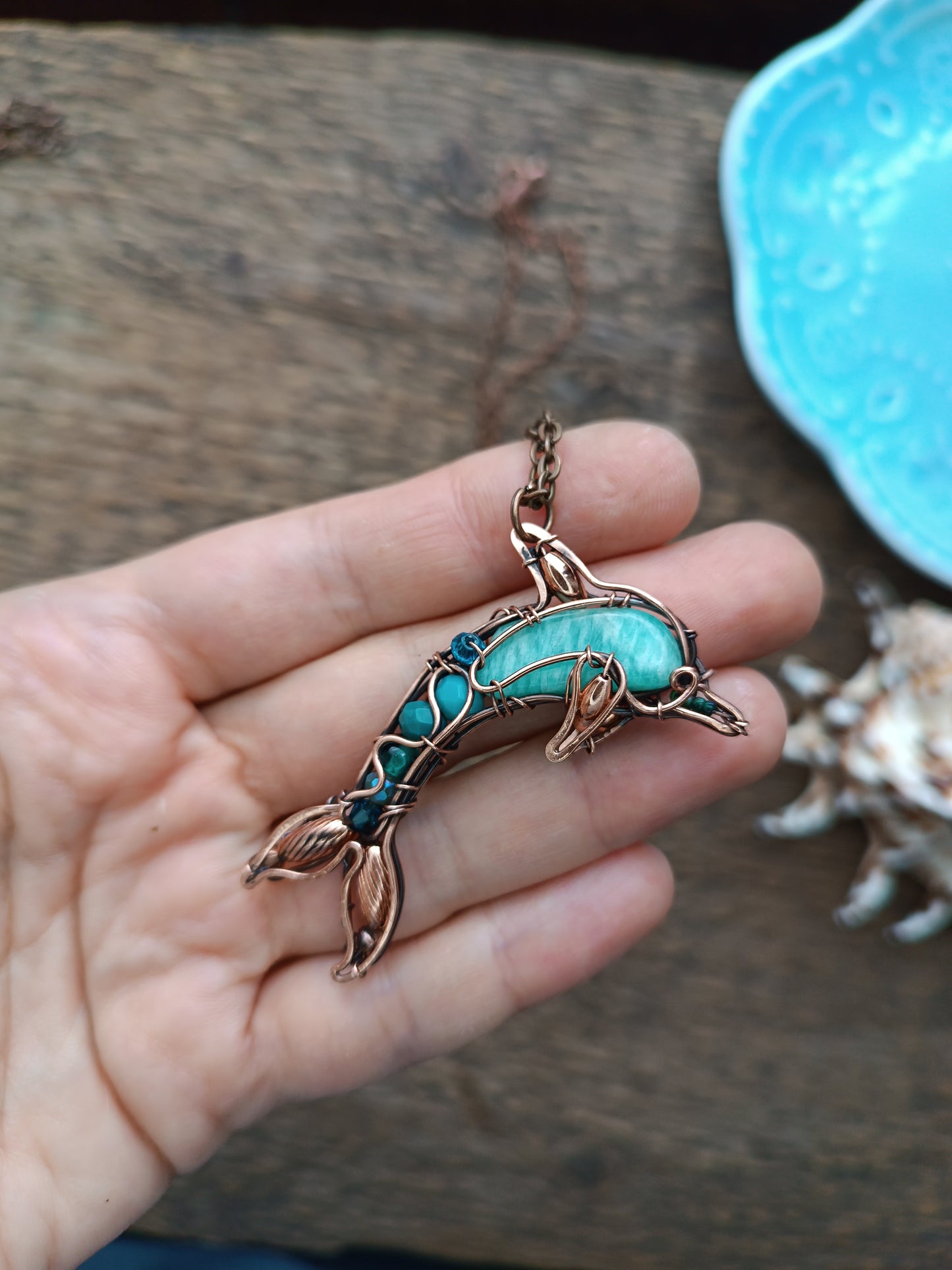 Amazonite dolphin 🐬 pendant