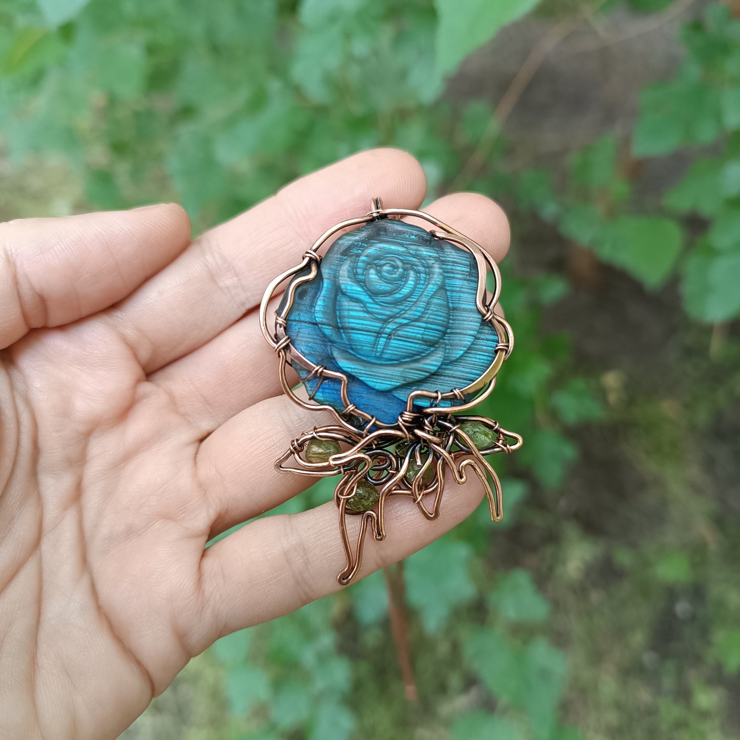 Blue rose pendant