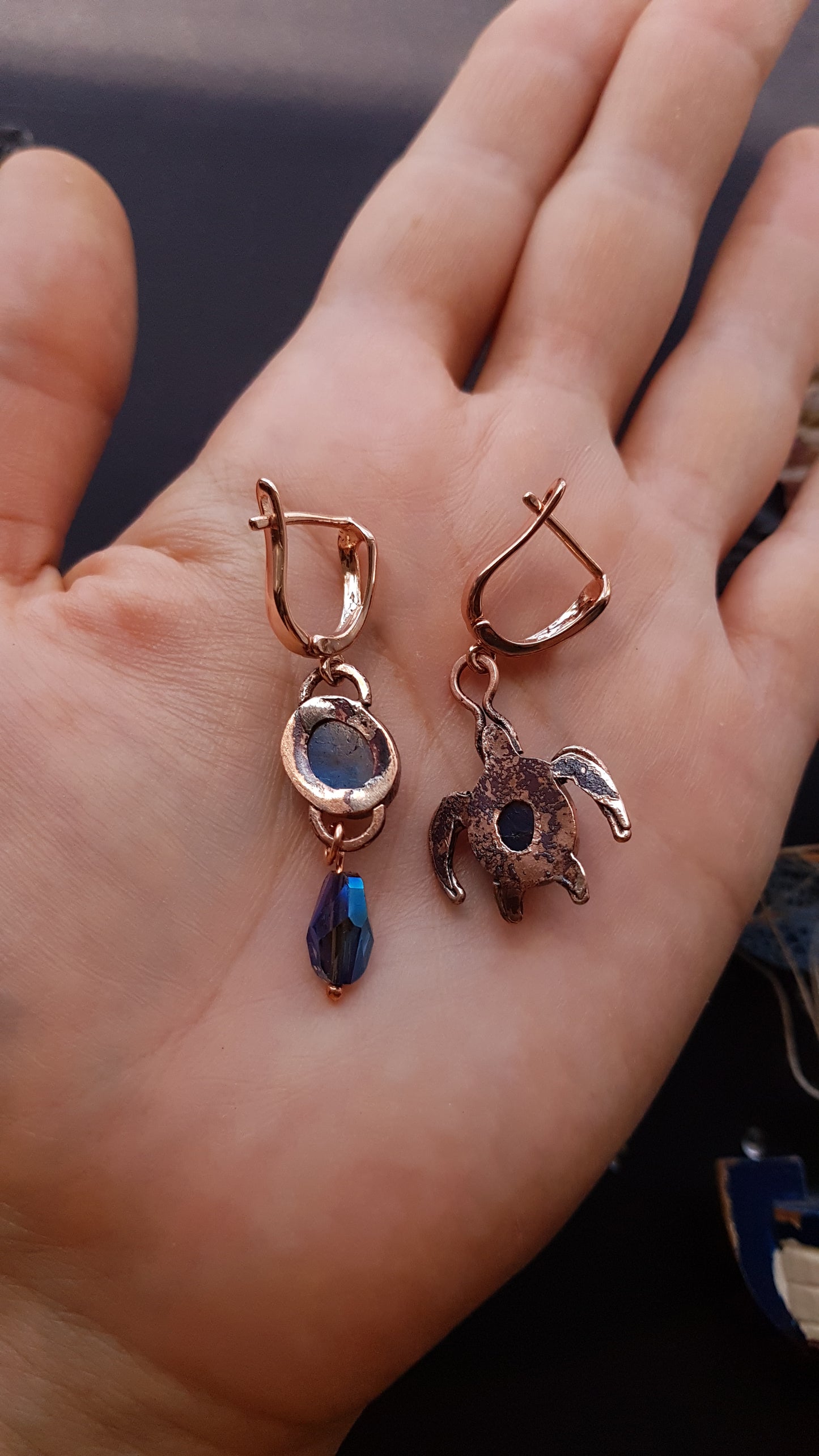 Blue ocean dangling earrings