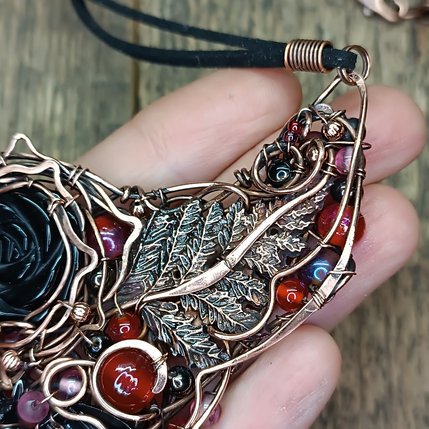 Dark rose statement necklace