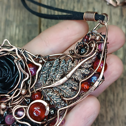 Dark rose statement necklace