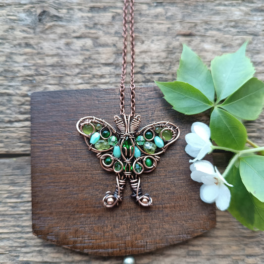 Luna moth necklace