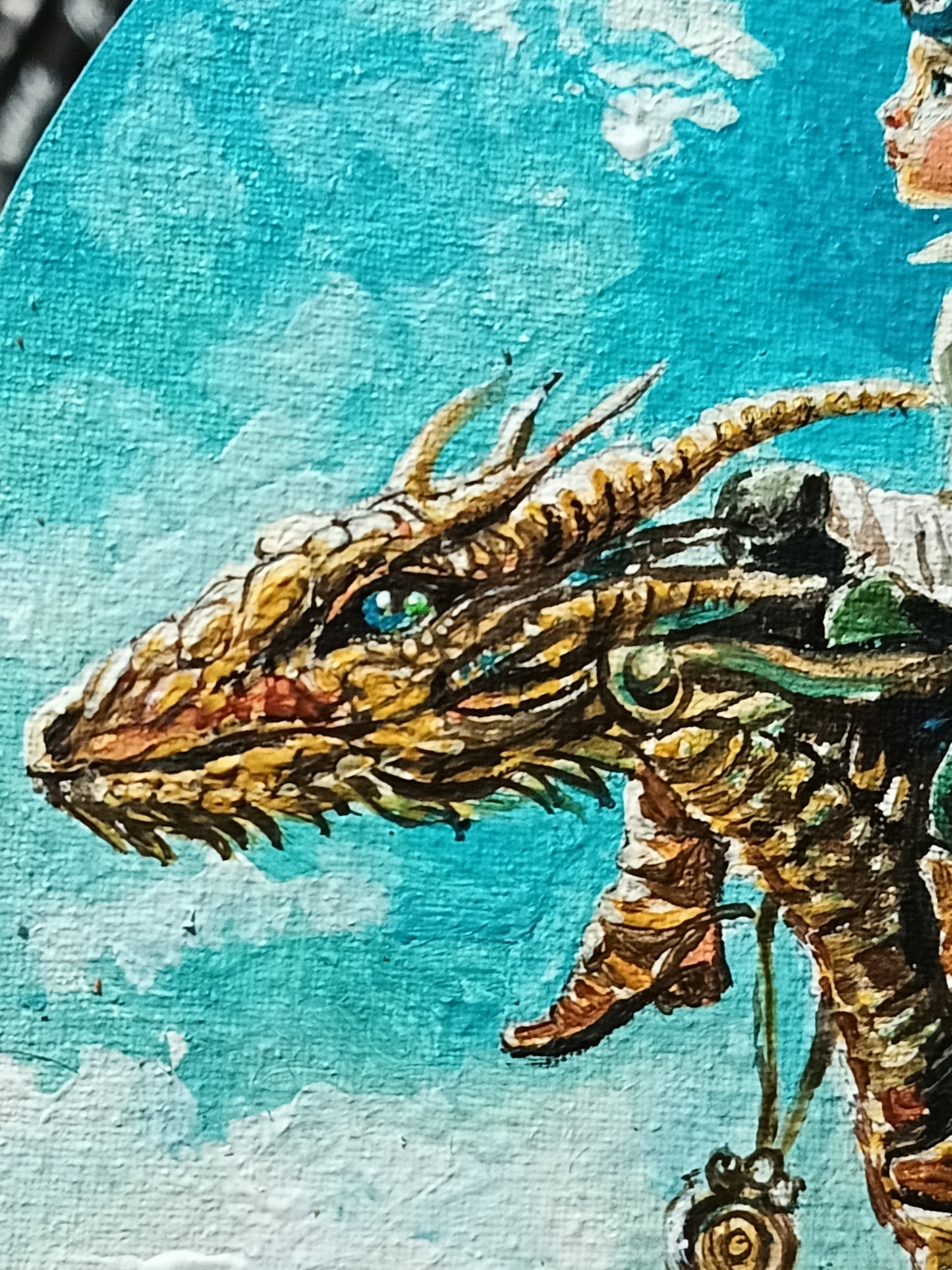 Clock painting. "Dragon rider". Plus First payment for the dragon necklace