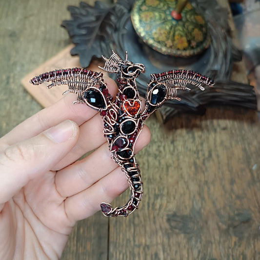 Red heart dragon pendant