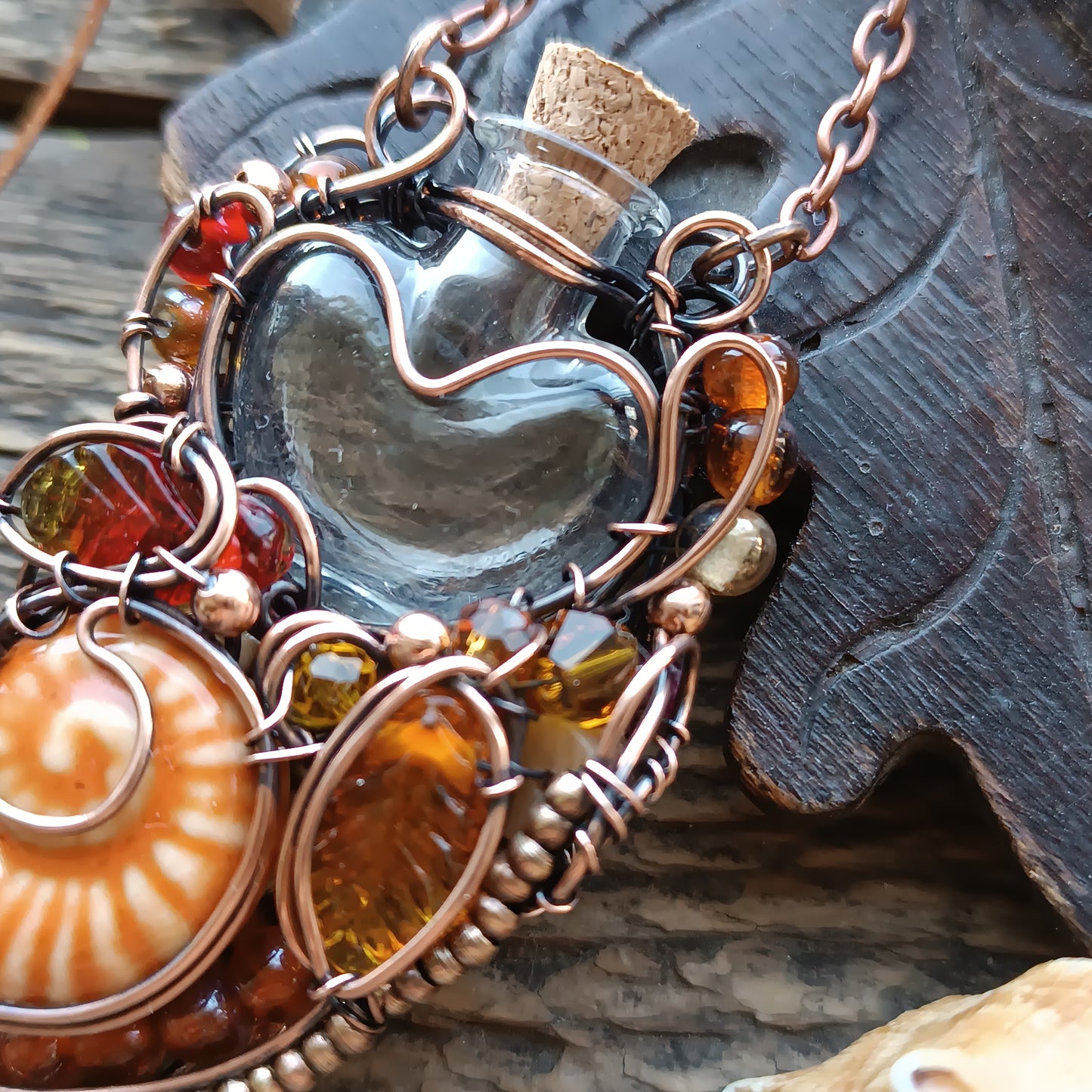 Beaded autumn necklace