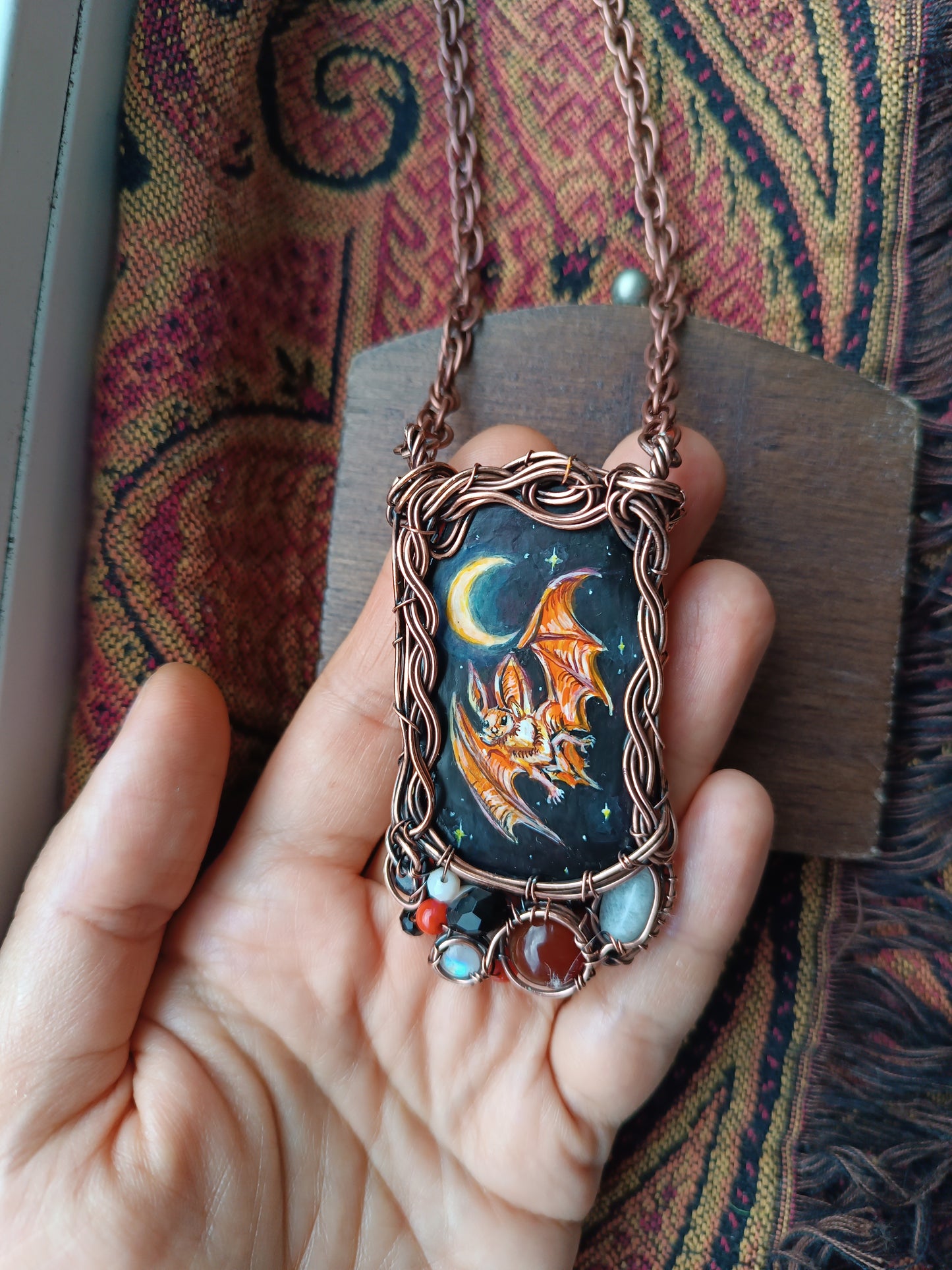 Halloween potion. Wearable art necklace.🦇🐈‍⬛🍲