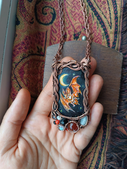 Halloween potion. Wearable art necklace.🦇🐈‍⬛🍲