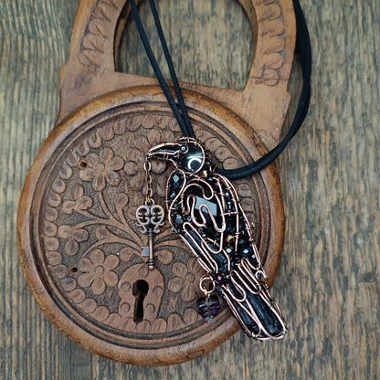 Secret keeper. Raven necklace.