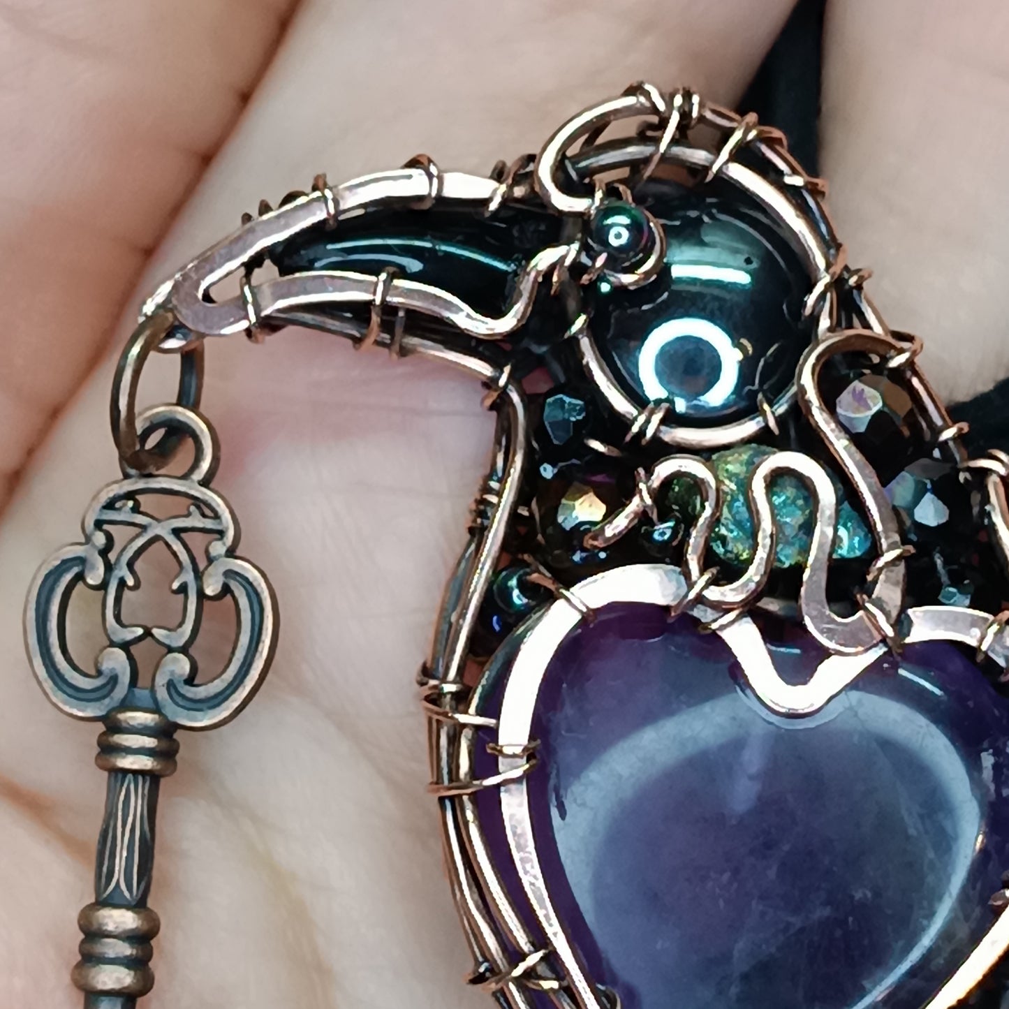 Amethyst 💜 Secret Keeper. Raven necklace.