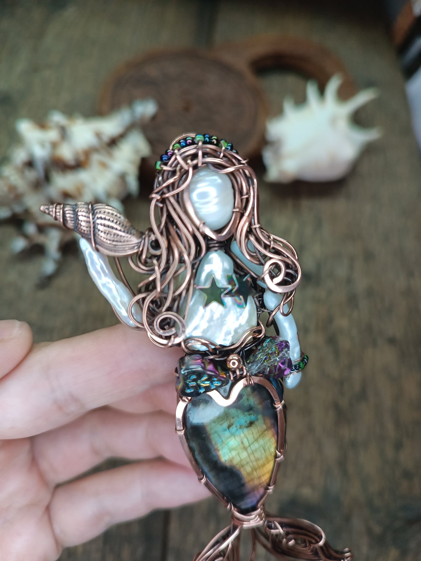 The Goddess of the sea. Mermaid necklace💚💛💜🧜
