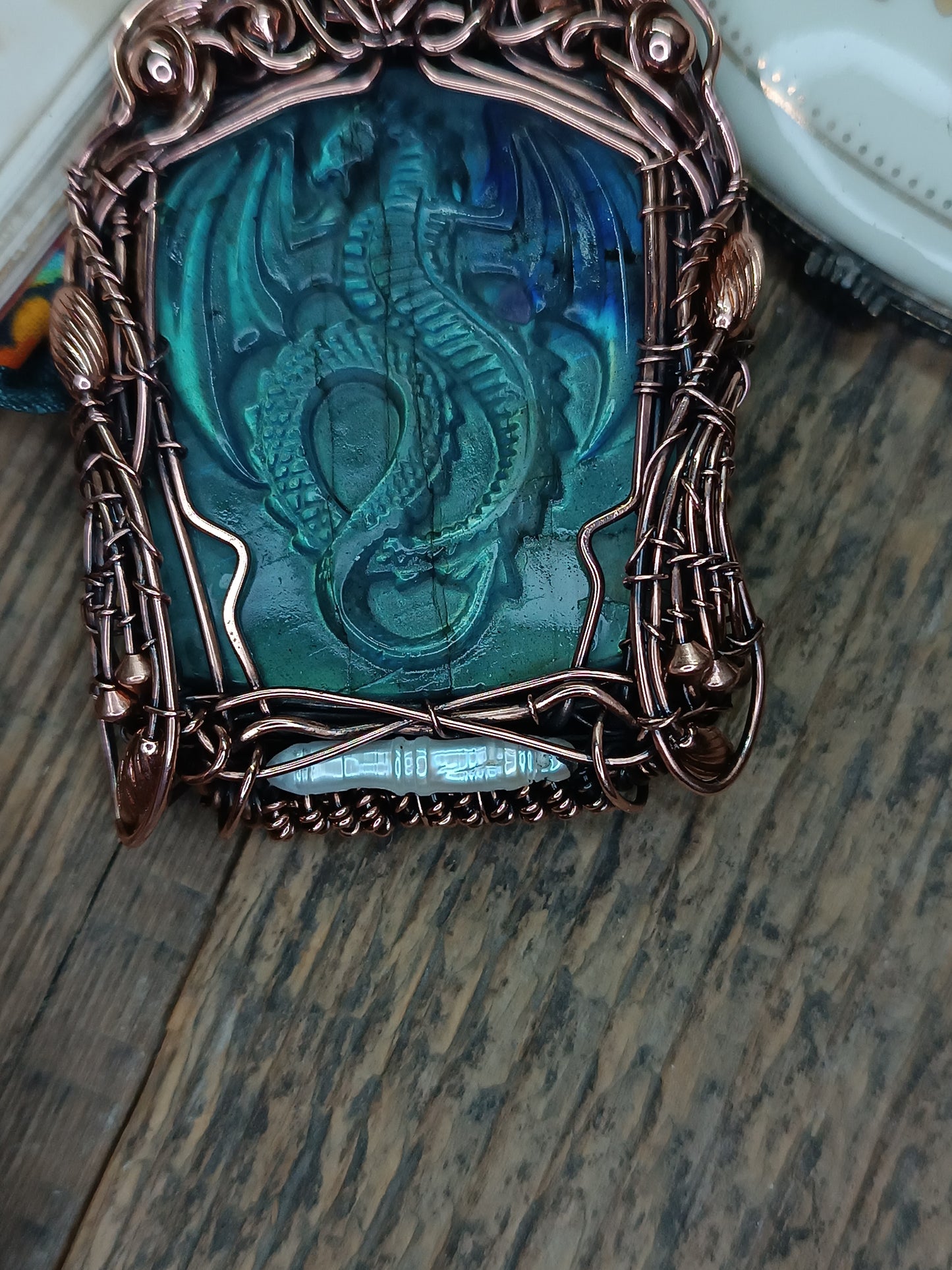 Blue dragon necklace
