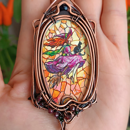 Witchcraft amulet. Hand painted miniature on copper.