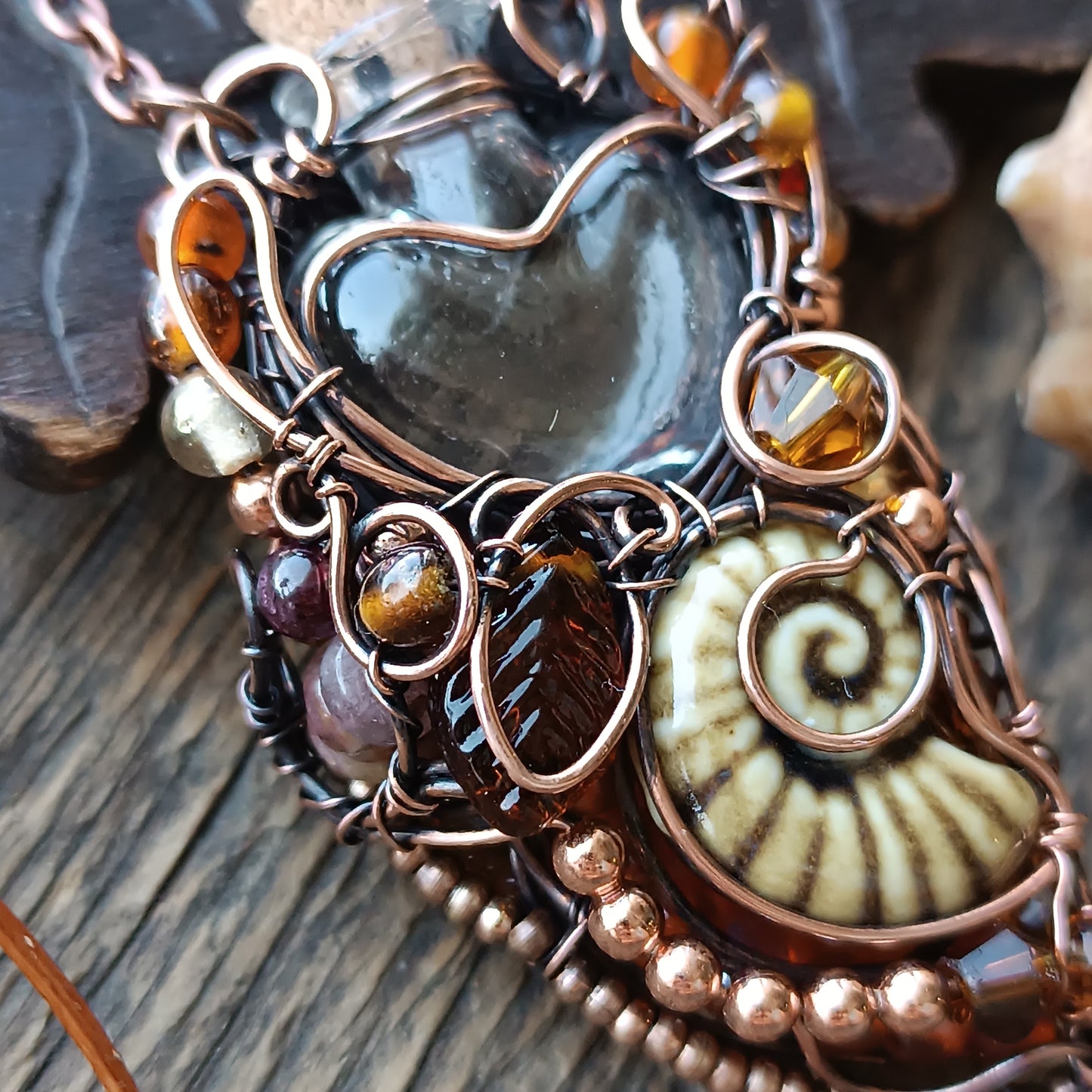 Beaded autumn necklace