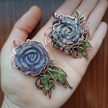 Two rose pendants. Made to order.