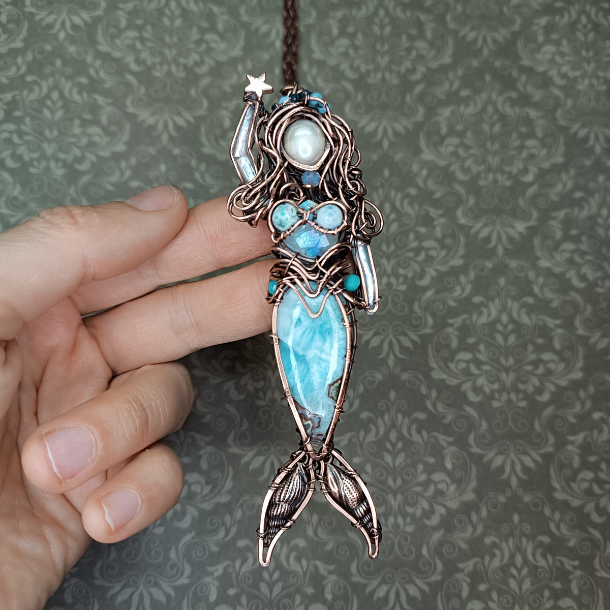 Larimar Lagoon. Mermaid necklace