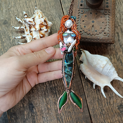 Red head mermaid necklace 🧜🦀