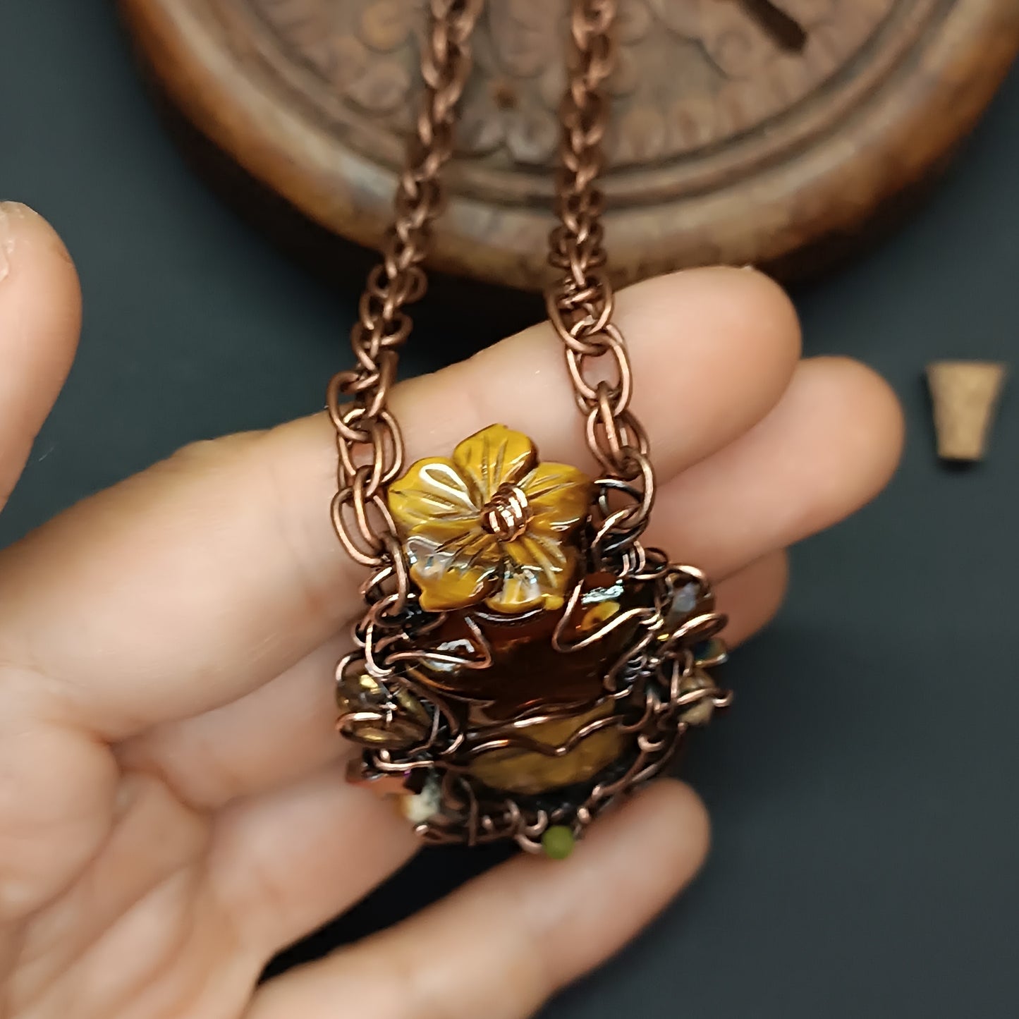Tiger eye star vial necklace
