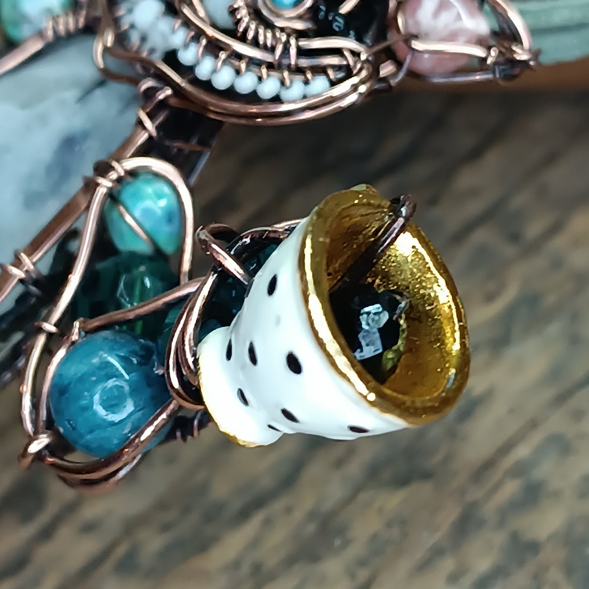 Blue cat at the tea party necklace🩵🐱☕