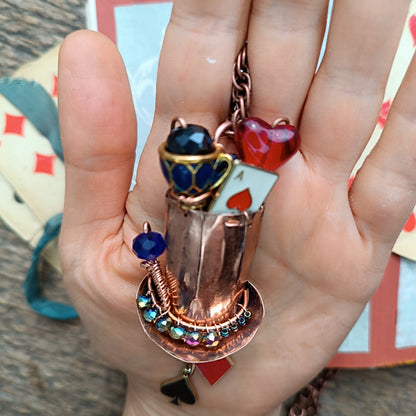 Mad hatter's hat necklace🎩♥️♠️♦️