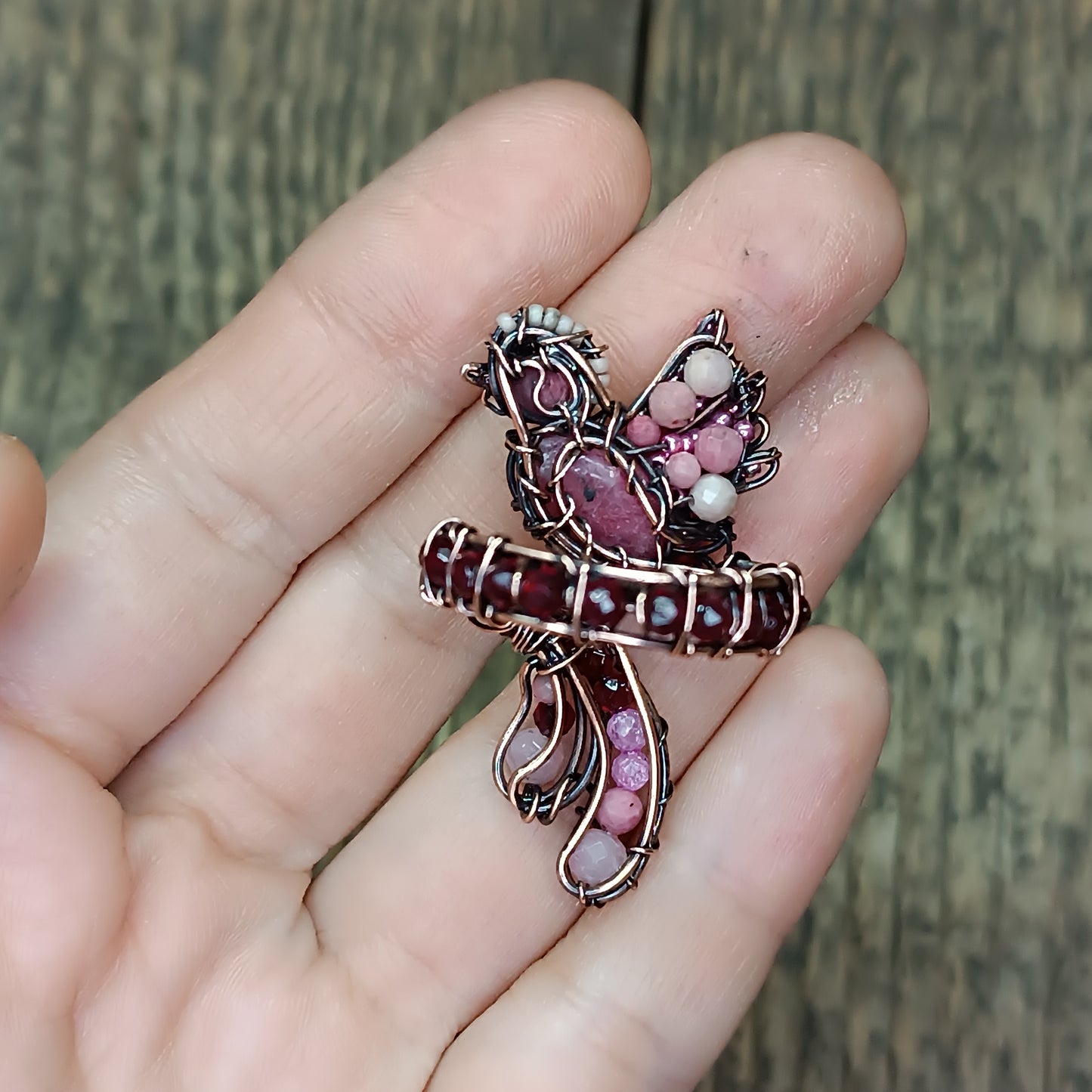 Pink bird ring (adjustable, size S-L)
