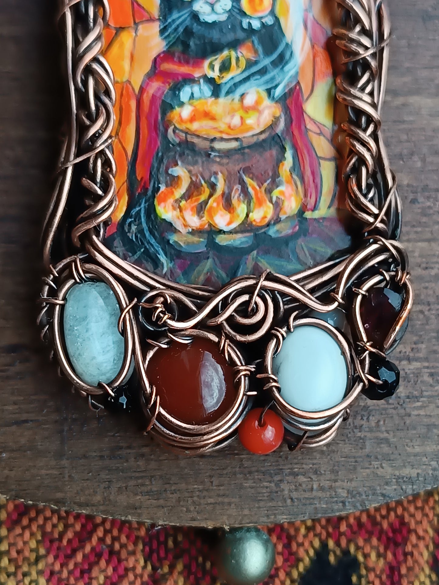 Halloween potion. Wearable art necklace.🦇🐈‍⬛🍲