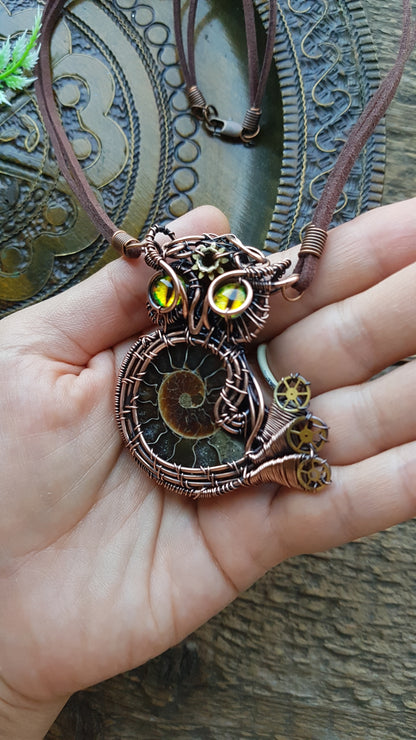 Chocolate owl necklace