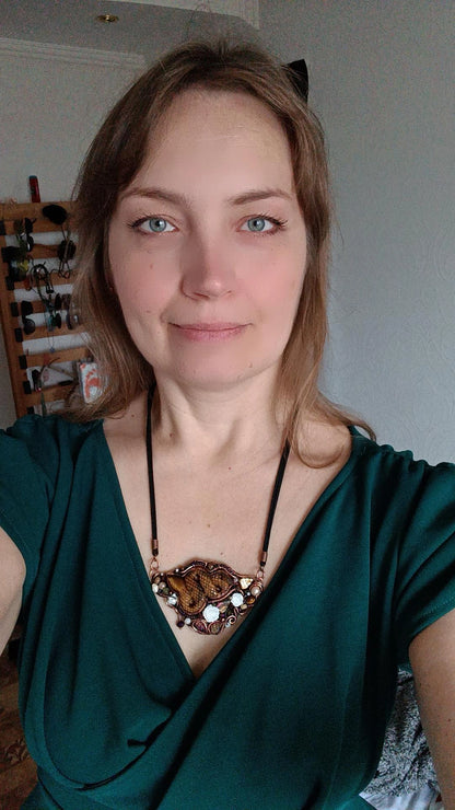 Golden tiger eye snake necklace