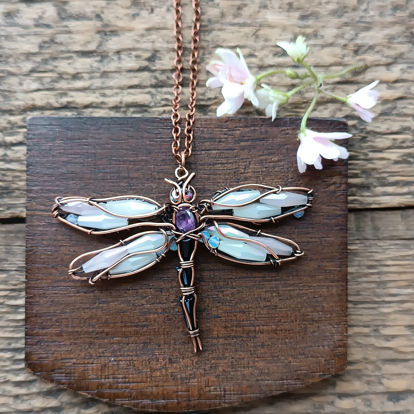 White dragonfly pendant