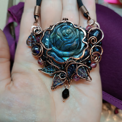 For Cindy. Blue rose necklace