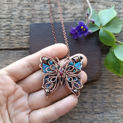 Iridescent butterfly necklace