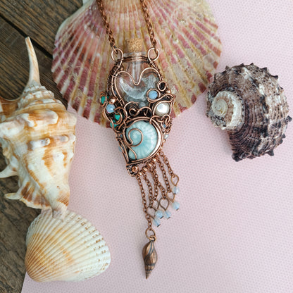 Seashell symphony. vial necklace