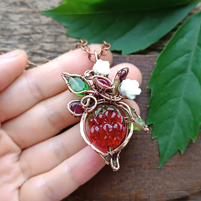 Glass raspberry necklace
