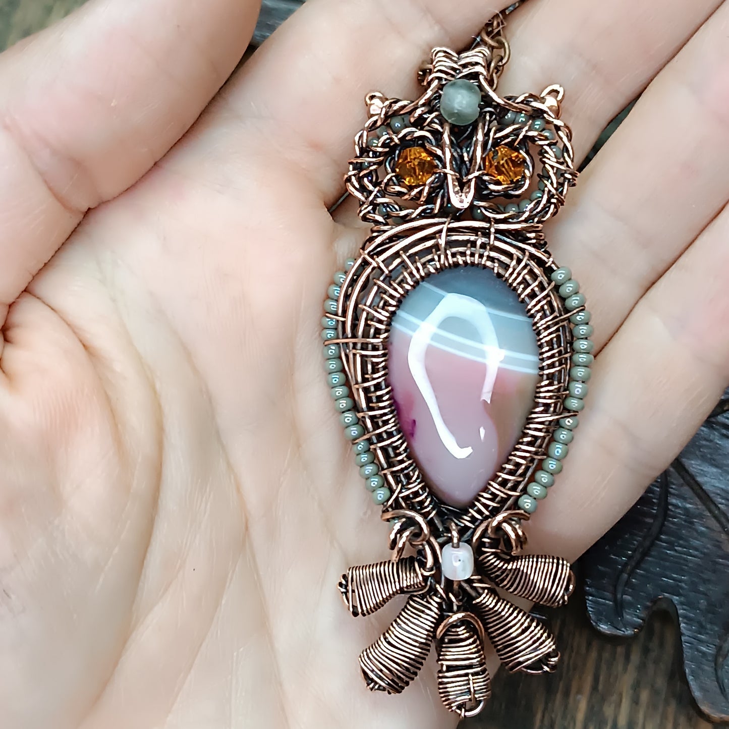 Owl necklace.