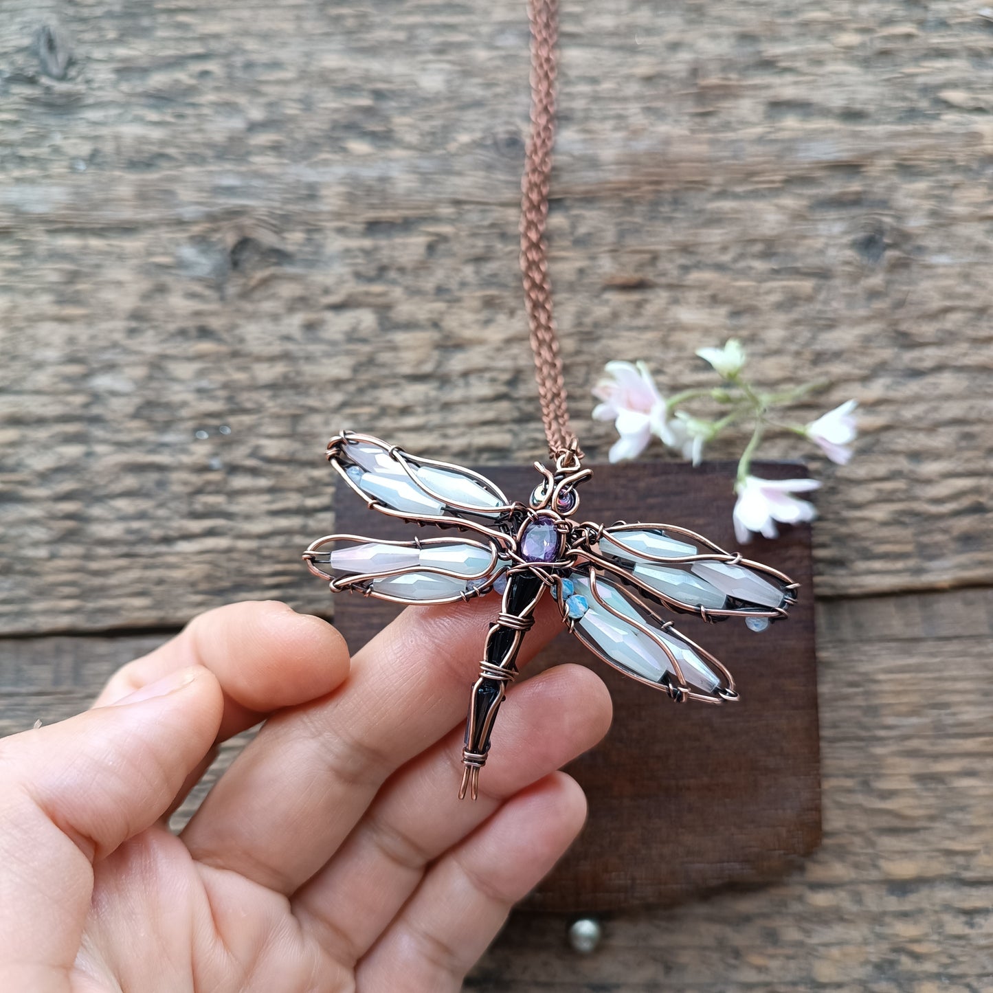 White dragonfly pendant