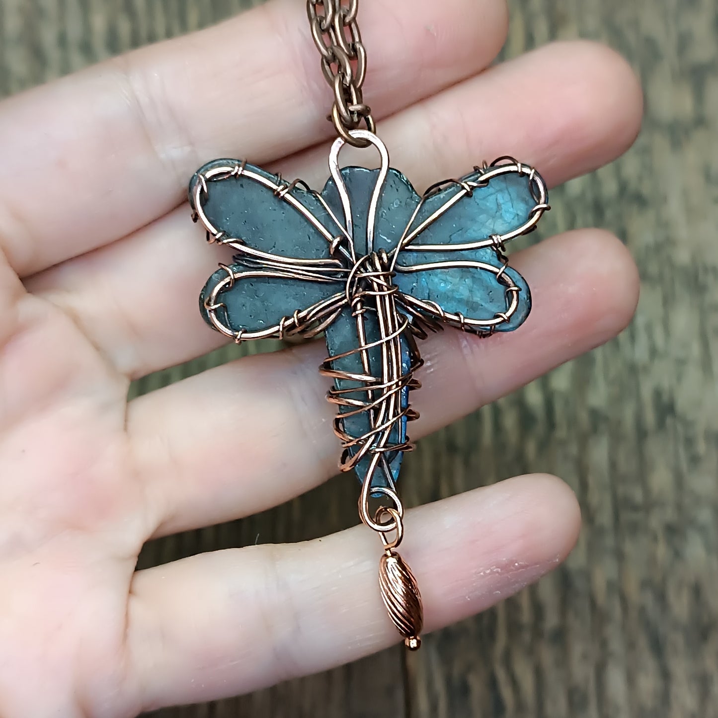 Labradorite dragonfly pendant