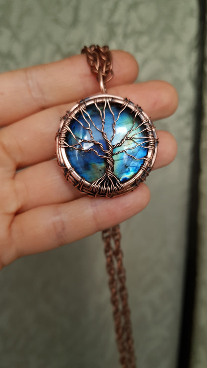 Labradorite tree of life pendant